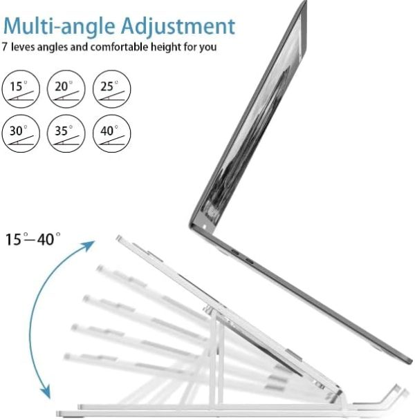 پایه لپ تاپ Adjustable Laptop Stand For Desk - Made With Premium Quality Aluminium - Portable Macbook Stand - Compatiable For Every Laptop, Tablet And Book - تصویر 5