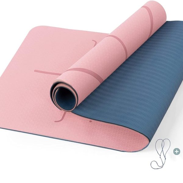 مت ورزشی HJB VISSO Yoga Mat, Non Slip Pilates Fitness Exercise Mat with Alignment Marks for Women Men, 183 x 61 x 0.6cm Thick Eco Friendly TPE, Carrying Strap & Storage Bag Included