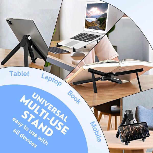 پایه لپ تاپ MERRES Mobile Holder & Tripod For Mobile, Tablet & Laptop with Suspended Cooling Base, Monitor Riser for Comfortable Viewing Angle for Work Leisure (Black) - تصویر 5