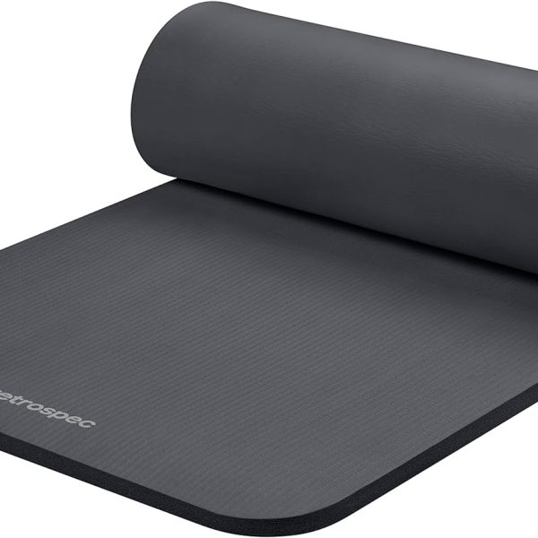 مت ورزشی Retrospec Solana Yoga Mat 1/2" & 1" Thick w/Nylon Strap for Men & Women - Non Slip Excercise Mat for Yoga, Pilates, Stretching, Floor & Fitness Workouts