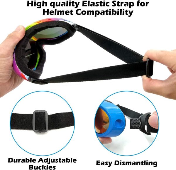 عینک اسکی 4 Pack Ski Snowboard Goggles Anti Fog Glare Adjustable Strap Snow Goggles for Men Women Kids Youth Winter Outdoor Sport Skiing - تصویر 4