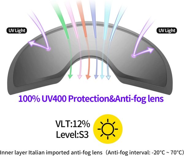 عینک اسکی Supertrip Snow Ski Goggles Anti-Fog 100% UV Protection Snowboard Skiing Goggles - تصویر 4