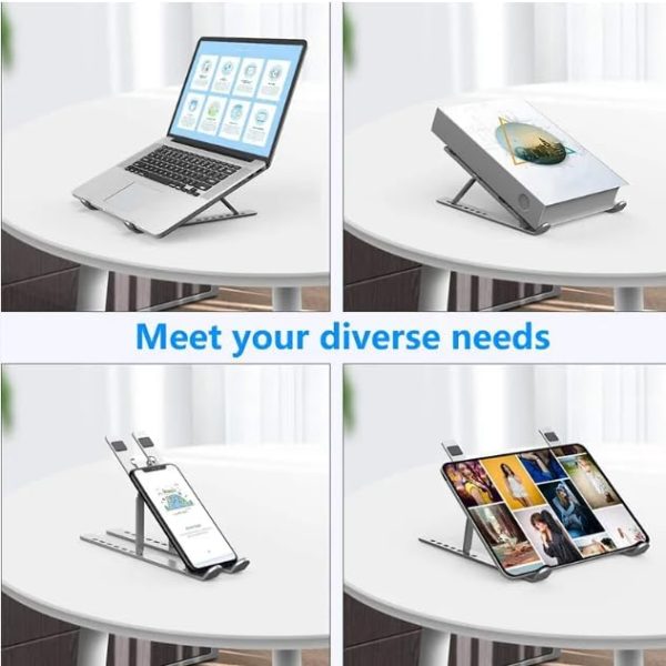 پایه لپ تاپ Adjustable Laptop Stand For Desk - Made With Premium Quality Aluminium - Portable Macbook Stand - Compatiable For Every Laptop, Tablet And Book - تصویر 6