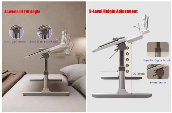 میز لپ تاپ COOLBABY Adjustable Laptop Table Multifunctional Laptop Nightstand With Hidden Drawer Laptop Bed Table Portable Lap Desk With Folding Legs For Eating Working Writing Gaming Drawing - تصویر 6
