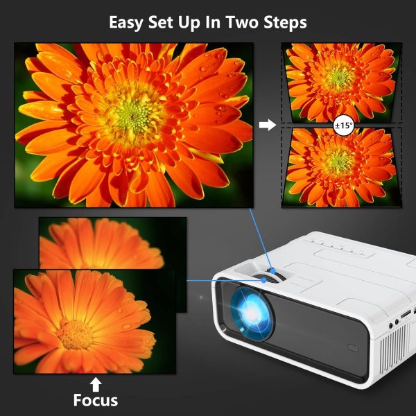 پروژکتور Native 1920 x 1080P Projector Full HD Home Cinema Projector Led Portable Projector Compatible with Fire TV Stick,PS4, HDMI, VGA, AV and USB - تصویر 6