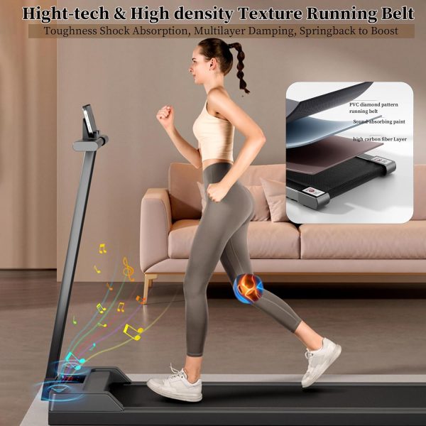 تردمیل Folding Under Desk Treadmill for Home, Portable Walking Running Pad w/Remote Control APP Controlled Bluetooth Speaker LED Display Jogging Walking for Home Office Installation-Free, Max load 243LBS - تصویر 4