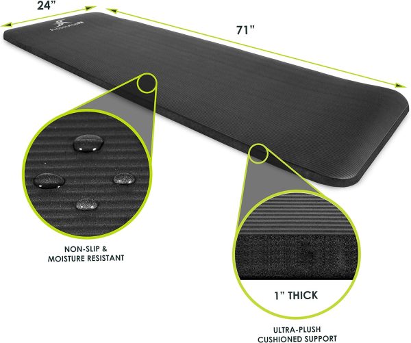 مت ورزشی ProsourceFit Extra Thick Yoga and Pilates Mat, High Density Exercise Mat with Comfort Foam and Carrying Strap, Pink - تصویر 4