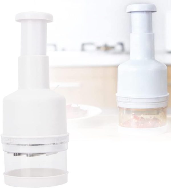 سیر له کن Azonee Food Chopper, Manual Vegetable Chopper, Fruit Chopper, Garlic Chopper, Hand Press Chopper for Onion, Garlic, Nut, Manual Food Chopper for Kitchen, Dishwasher Safe (White) - تصویر 4
