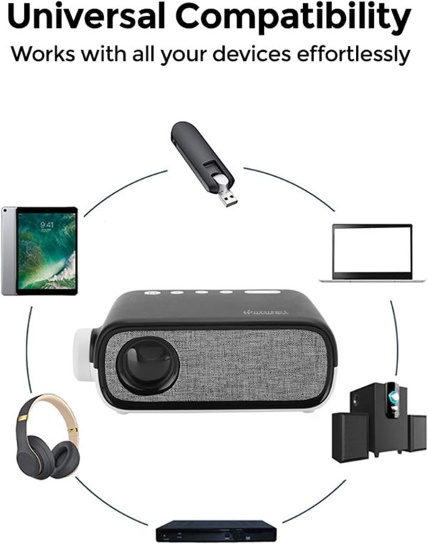 پروژکتور Wownect Mini LED WIFI Projector [100 ANSI Lumens] 1080P Supported Home Theater Portable Video Projector Compatible with HDMI,USB,AV- Black - تصویر 5