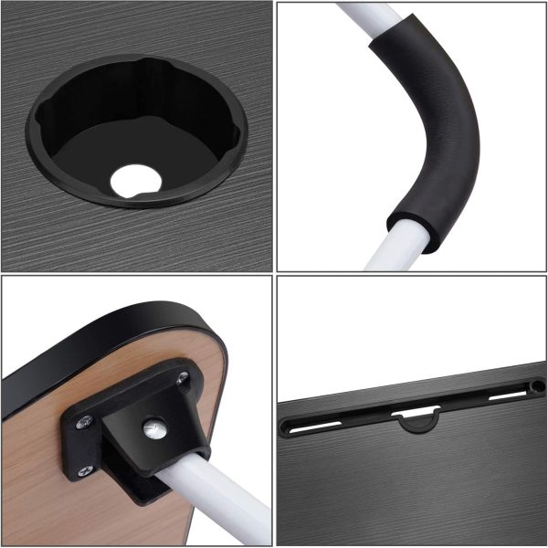 پایه لپ تاپ SKY-TOUCH Portable Folding Laptop Desk for Bed，With iPad and Cup Holder Adjustable Lap Tray Notebook Stand， Foldable Non-Slip Legs Reading Table Tray for working，studying，camping 60x40x28cm Black - تصویر 7