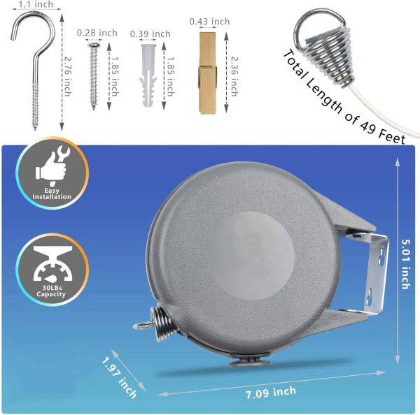 بند رخت فنری Retractable Clothesline Outdoor Cord 49 Feet - Easy Hanging Clothes Lines - تصویر 7