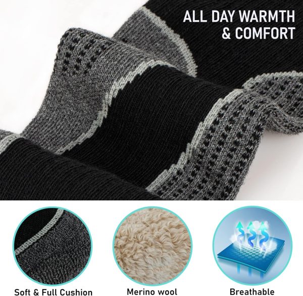 جوراب اسکی Merino Wool Ski Socks, Cold Weather Socks for Snowboarding, Snow, Winter, Thermal Knee-high Warm Socks, Hunting - تصویر 5