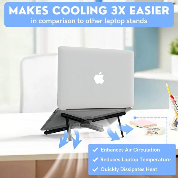 پایه لپ تاپ MERRES Mobile Holder & Tripod For Mobile, Tablet & Laptop with Suspended Cooling Base, Monitor Riser for Comfortable Viewing Angle for Work Leisure (Black) - تصویر 7