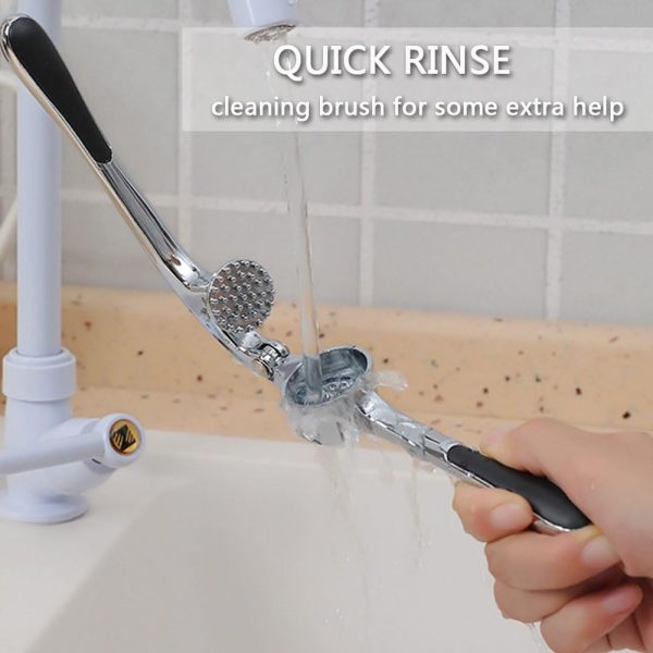 سیرله کن HOOTO Garlic Press with Silicone Peeler & Brush, Premium Garlic Mincer Tool with Ergonomic handle, Ginger Crusher with Good Grip, Easy to Use & Clean, Dishwasher Safe - تصویر 4