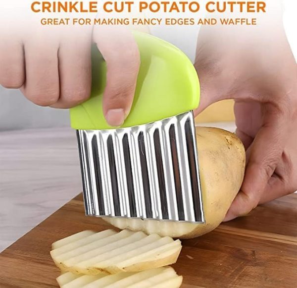 رنده FAIZO French Fry Potato Slicer and Vegetable Chopper, French Fries Cutter and Kitchen Potato Press for Veggies, Onions, Carrots, Cucumbers, Apples - Comes with a Free Crinkle Cutter (12.5x11.7x23cm) - تصویر 6