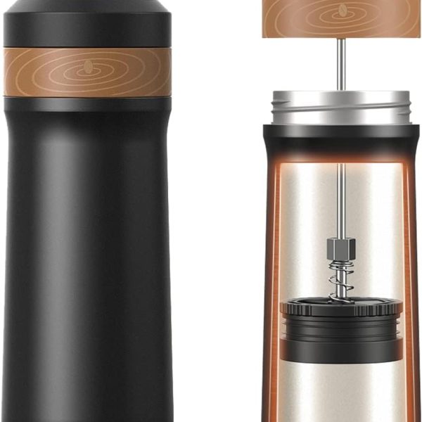 قهوه جوش RECAFIMIL Portable French Press Coffee Maker Travel French Coffee Maker Stainless Steel Coffee Mug 12 oz Great for Camping and Traveling