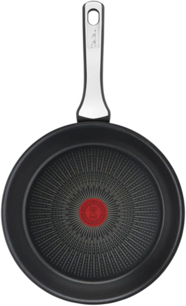 سرویس ماهی تابه Tefal Unlimited On, 3 piece Pan Set, Premium Cookware, 20cm,24cm & 28 cm Frying Pan, UK's Longest Lasting Non-stick, Heat Indicator, Induction Hob Compatible, Dishwasher Safe,Aluminium, bl - تصویر 5