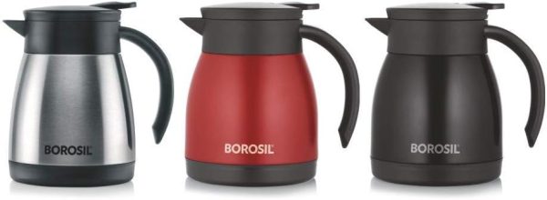 فلاسک BOROSIL VACUUM INSULATED STAINLESS STEEL TEAPOT | TEA POT | THERMAL FLASK | THERMOS | CARAFE | JUG | COFFEE POT | FOR WATER, COFFEE, TEA | RED - تصویر 5