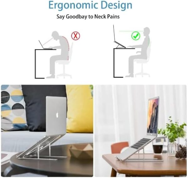 پایه لپ تاپ Adjustable Laptop Stand For Desk - Made With Premium Quality Aluminium - Portable Macbook Stand - Compatiable For Every Laptop, Tablet And Book - تصویر 8