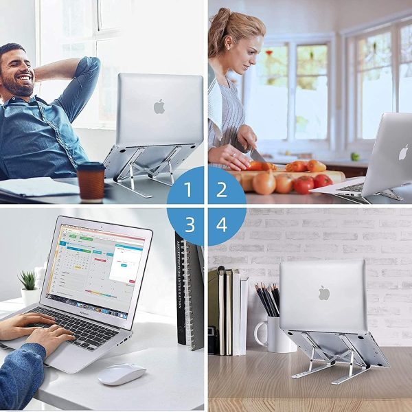 پایه لپ تاپ Adjustable Laptop Stand, Portable Aluminium Laptop Riser Laptop Holder for Desk, Foldable Ventilated Cooling Computer Support Stand for Apple MacBook Pro/Air, HP, Sony, Dell, Notebook Stand and more - تصویر 8