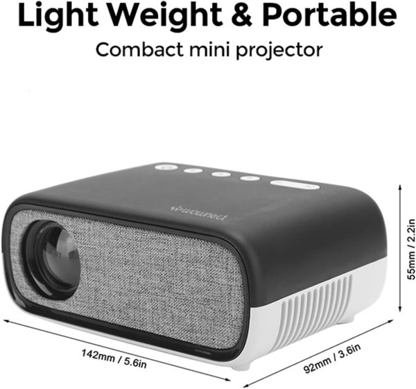 پروژکتور Wownect Mini LED WIFI Projector [100 ANSI Lumens] 1080P Supported Home Theater Portable Video Projector Compatible with HDMI,USB,AV- Black - تصویر 6