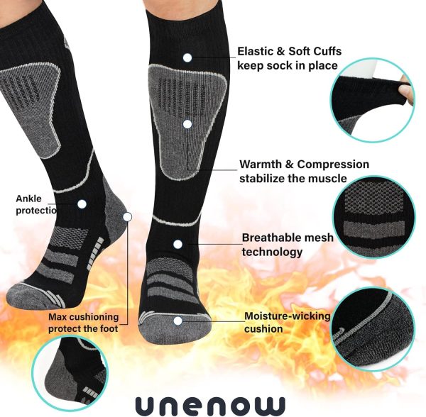 جوراب اسکی Merino Wool Ski Socks, Cold Weather Socks for Snowboarding, Snow, Winter, Thermal Knee-high Warm Socks, Hunting - تصویر 6