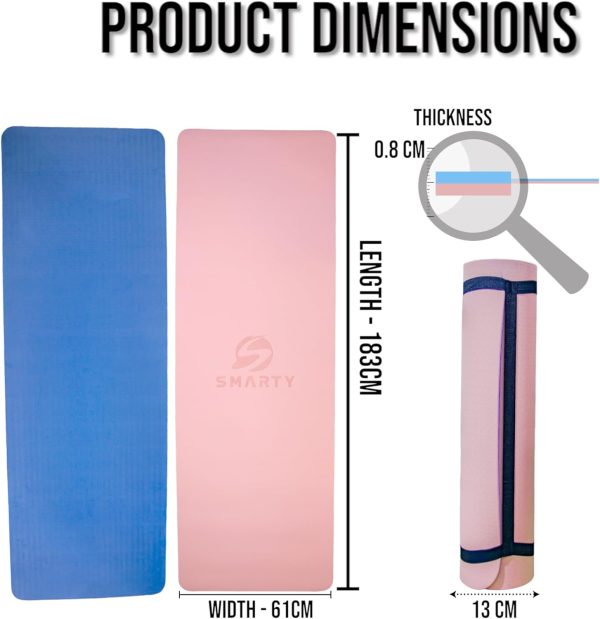 مت ورزشی Smarty Yoga Mat 8 MM Thick TPE Material with Carrying Strap for Gym & Home Exercise Mat Eco-Friendly Non Slip water Resistant Yoga Mat Men & Women Workout - تصویر 6