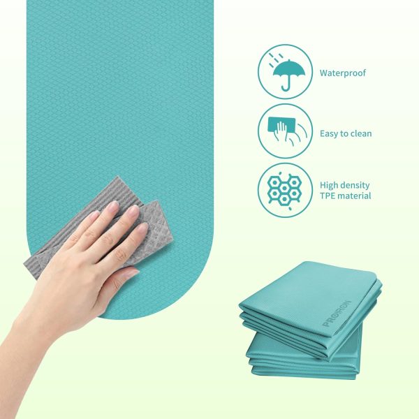 مت ورزشی PROIRON Yoga Mat Folding Travel Yoga Mat TPE Eco-friendly Non Slip Double-Sided Exercise Mat Foldable Easy to Carry to Class Beach Park Travel Picnics 6 mm Thick - تصویر 6
