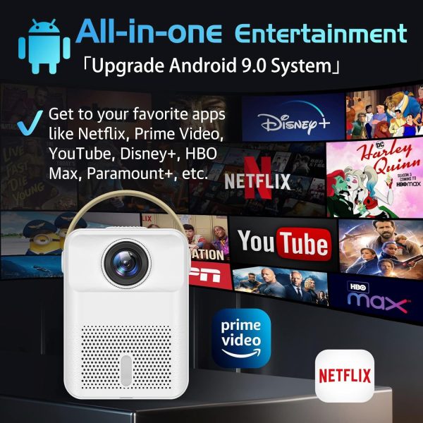 پروژکتور Smart Projector with Android System, Projector with WiFi and Bluetooth for Outdoor Movies, Max 300 - تصویر 6