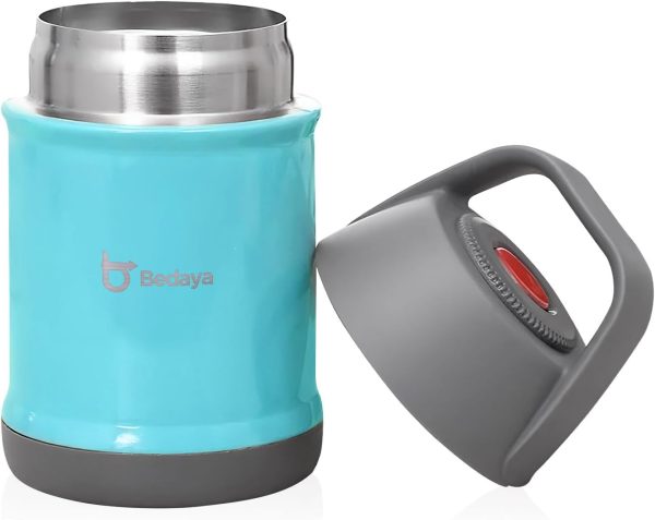 فلاسک BEDAYA 560ml Stew Beaker Vacuum Insulated Food Flask, Hot & Cold Meal Container, Leak-Proof, Wide Mouth, Double Wall Insulation, Durable, Stainless Steel for Soup, Beverages (18.6x9.5cm) (Blue) - تصویر 6