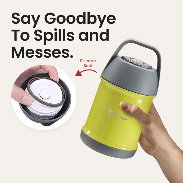 فلاسک BEDAYA 560ml Stew Beaker Vacuum Insulated Food Flask, Hot & Cold Meal Container, Leak-Proof, Wide Mouth, Double Wall Insulation, Durable, Stainless Steel for Soup, Beverages (18.6x9.5cm) (Yellow) - تصویر 7