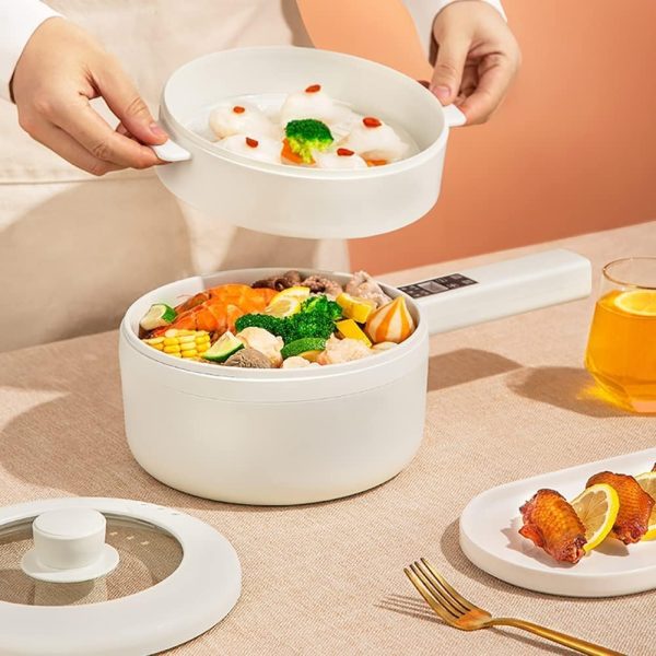 ماهی تابه 2L Electric Cooking Pot Portable Saucepan Multi Function Frying Pan Multicooker With Steamer Home Hot Pot Nonstick Pans - تصویر 9