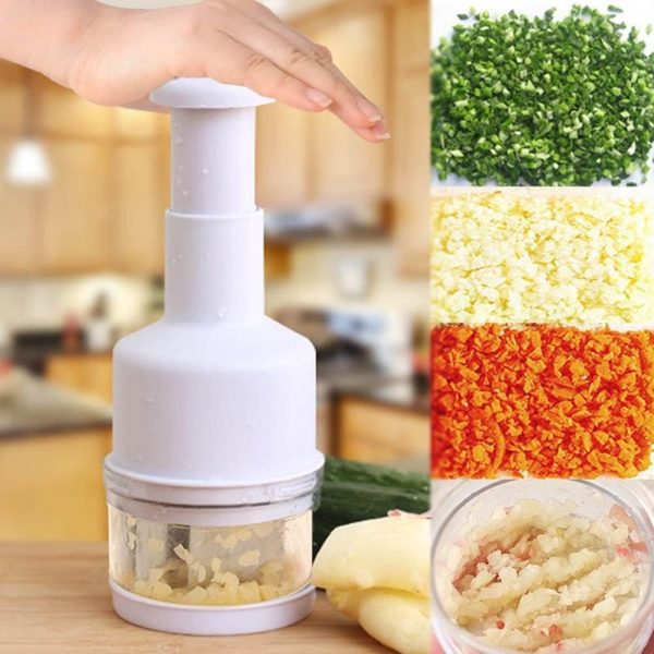 سیر له کن Azonee Food Chopper, Manual Vegetable Chopper, Fruit Chopper, Garlic Chopper, Hand Press Chopper for Onion, Garlic, Nut, Manual Food Chopper for Kitchen, Dishwasher Safe (White) - تصویر 9