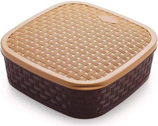 سرویس ادویه جات NOG Masala Boxes For Kitchen Plastic Square 7 Sections Multipurpose Masala Rangoli Dabba Box Set, Spice Box Set Spice Jars and Organizer Spice and Seasoning Set - Brown (Masala Box Plastic - 7 in 1) - تصویر 6
