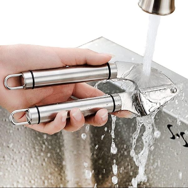 سیر له کن Garlic-Press Mincer, Seeway Stainless Steel Garlic Crusher & Peeler Set, Detachable, Heavy-duty, Rust Proof Garlic Mincer Design for Extracts More Garlic Paste Per Clove - تصویر 9