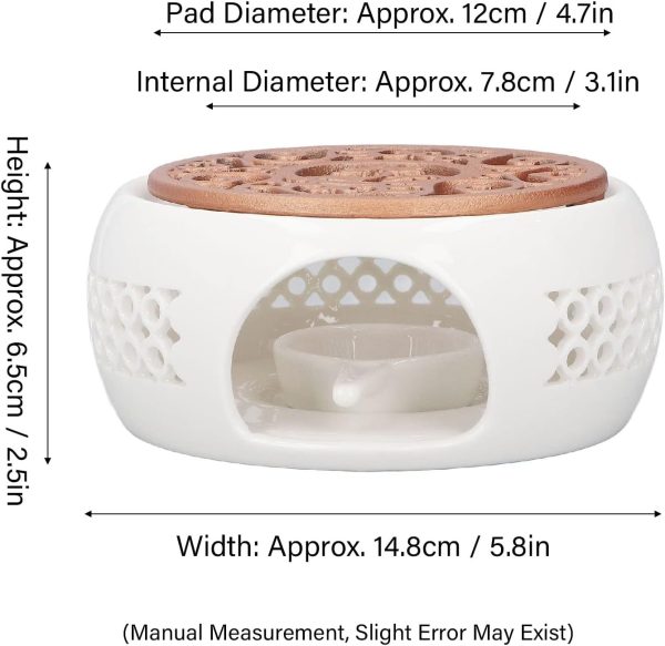 استند وارمر Ceramic Teapot Warmer, Tea Warmer for Glass Teapot, Ceramic Base Heating Tea Light Warmer, Heatproof Dish Warming Tools for Tea Kettles and Mugs, 5.8 X 2.4inch White - تصویر 4