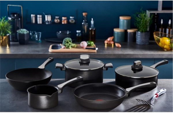 سرویس ماهی تابه Tefal Unlimited On, 3 piece Pan Set, Premium Cookware, 20cm,24cm & 28 cm Frying Pan, UK's Longest Lasting Non-stick, Heat Indicator, Induction Hob Compatible, Dishwasher Safe,Aluminium, bl - تصویر 7