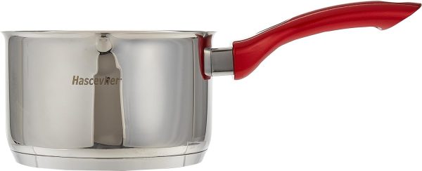 شیرجوش Hascevher Stainless Steel Milk Pot With Red Handle (16 CM / 2.0 LTR) - تصویر 4