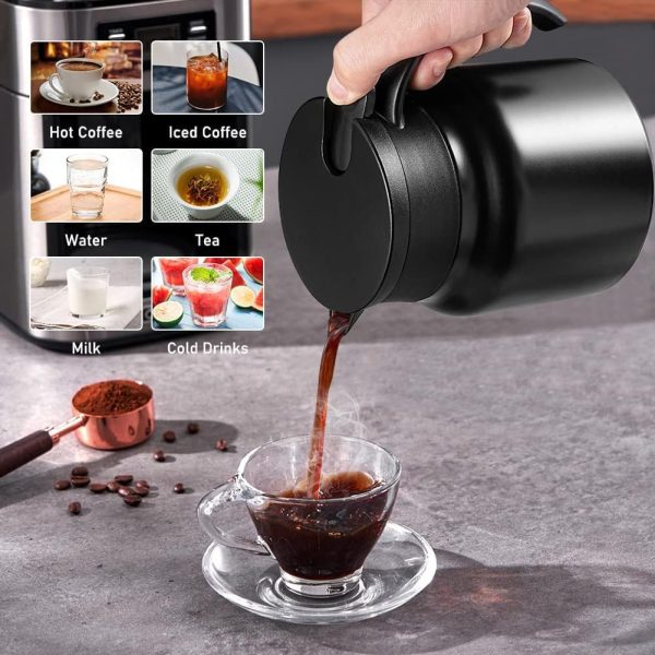 فلاسک Tea Pot with Temperature Display and Strainers, Stainless Steel Flasks for Hot Drinks, Coffee, Tea, Beverage, 800ML (Black) - تصویر 6