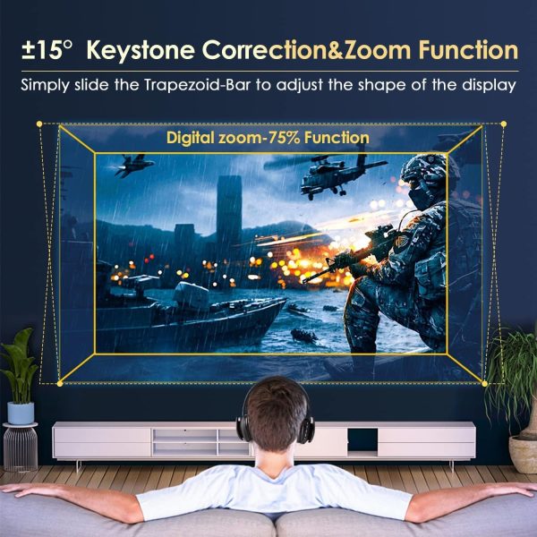 پروژکتور WiFi Projector 4600 Lumen, Full HD 1080P Bluetooth Projector 200" display - تصویر 4