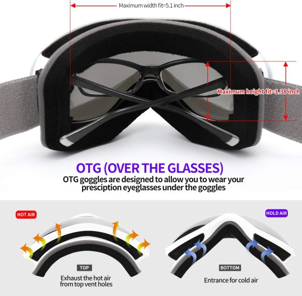 عینک اسکی Supertrip Snow Ski Goggles Anti-Fog 100% UV Protection Snowboard Skiing Goggles - تصویر 7