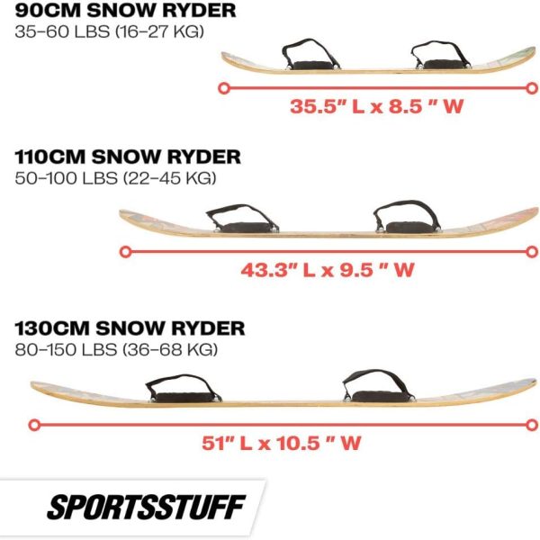 بورد اسکی Sportsstuff Snow Ryder Hardwood Snowboard with Velcro Bindings, Mulitple - تصویر 7