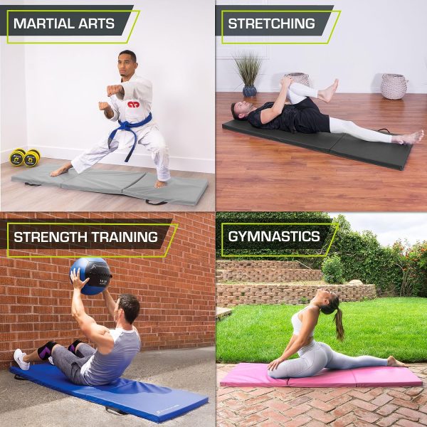 مت ورزشی ProsourceFit Tri-Fold Folding Thick Exercise Mat 6’x2’ with Carrying Handles for Tumbling, MMA, Martial Arts, Gymnastics, Stretching, Core Workouts - تصویر 7