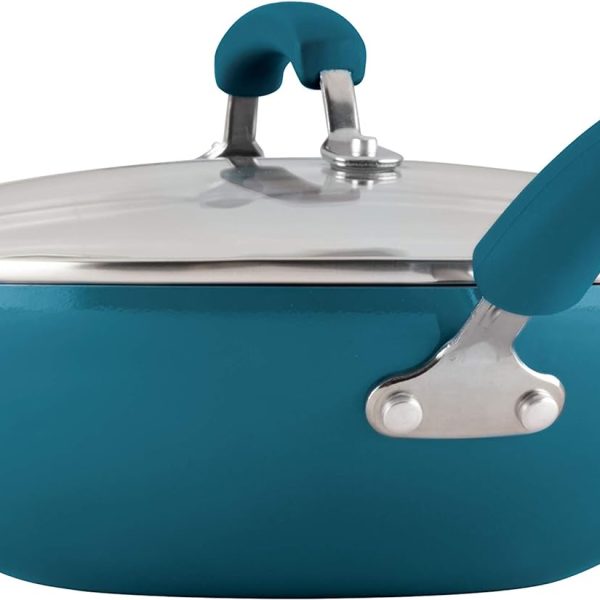 ماهی تابه وک Rachael Ray Brights Nonstick Wok/Stir Fry Pan/Wok Pan with Lid - 11 Inch, Marine Blue Gradient