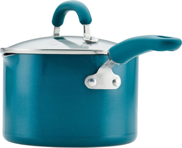 شیرجوش  Rachael Ray 12020 Create Delicious Nonstick Sauce Pan/Saucepan with Straining and Lid, 3 Quart - Teal Shimmer - تصویر 5