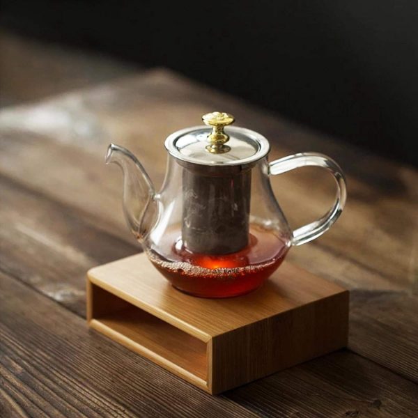 استند وارمر Teapot Warmer, Desktop Bamboo Tea Art Teapot Heating Stove with Air Permeable Holes for Office - تصویر 6