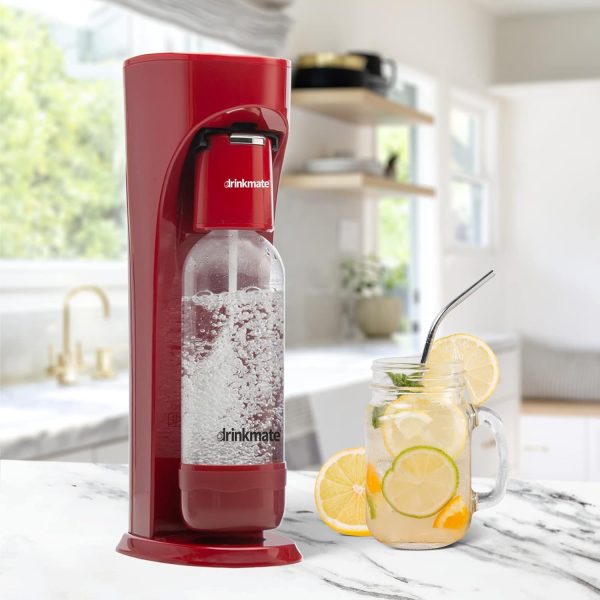بطری آب DrinkMate OmniFizz Sparkling Water and Soda Maker, Carbonates Any Drink Without Diluting It, CO2 Cylinder Not Included (Royal Red) - تصویر 3