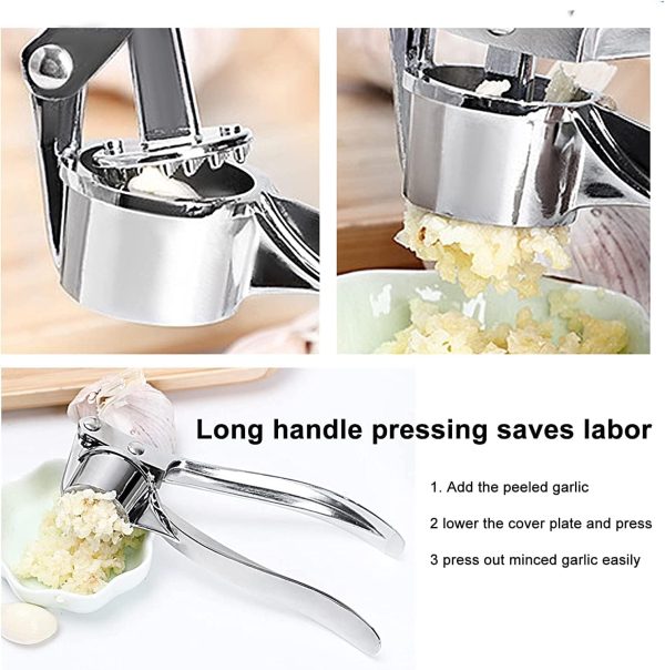 سیر له کن MARKQ Garlic Press, Stainless Steel Garlic Mincer, User-Friendly Soft, Easy to Squeeze Garlic Crusher Chopper - تصویر 5