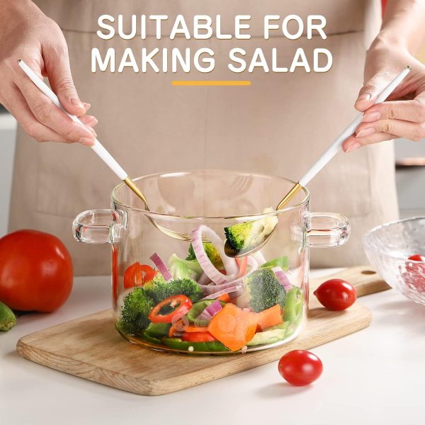 قابلمه Small Glass Saucepan with Cover - ZDZDZ 1600ML/54oz Thick Glass Cookware Set,Clear Stovetop Cooking Pot - Safe for Pasta Noodle, Soup, Milk - تصویر 7