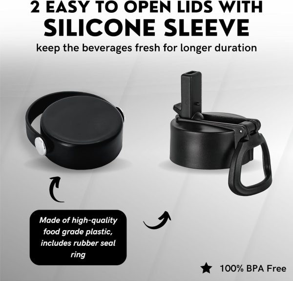 فلاسک MEEMS 550ml/18oz Double-Walled Insulated Flask with 2 Sturdy Lids and Straw, BPA-Free Stainless Steel Thermos – Keeps Liquid Hot/Cold for Up to 6-12 Hours, Leakproof Sports Vacuum Mug (White) - تصویر 6